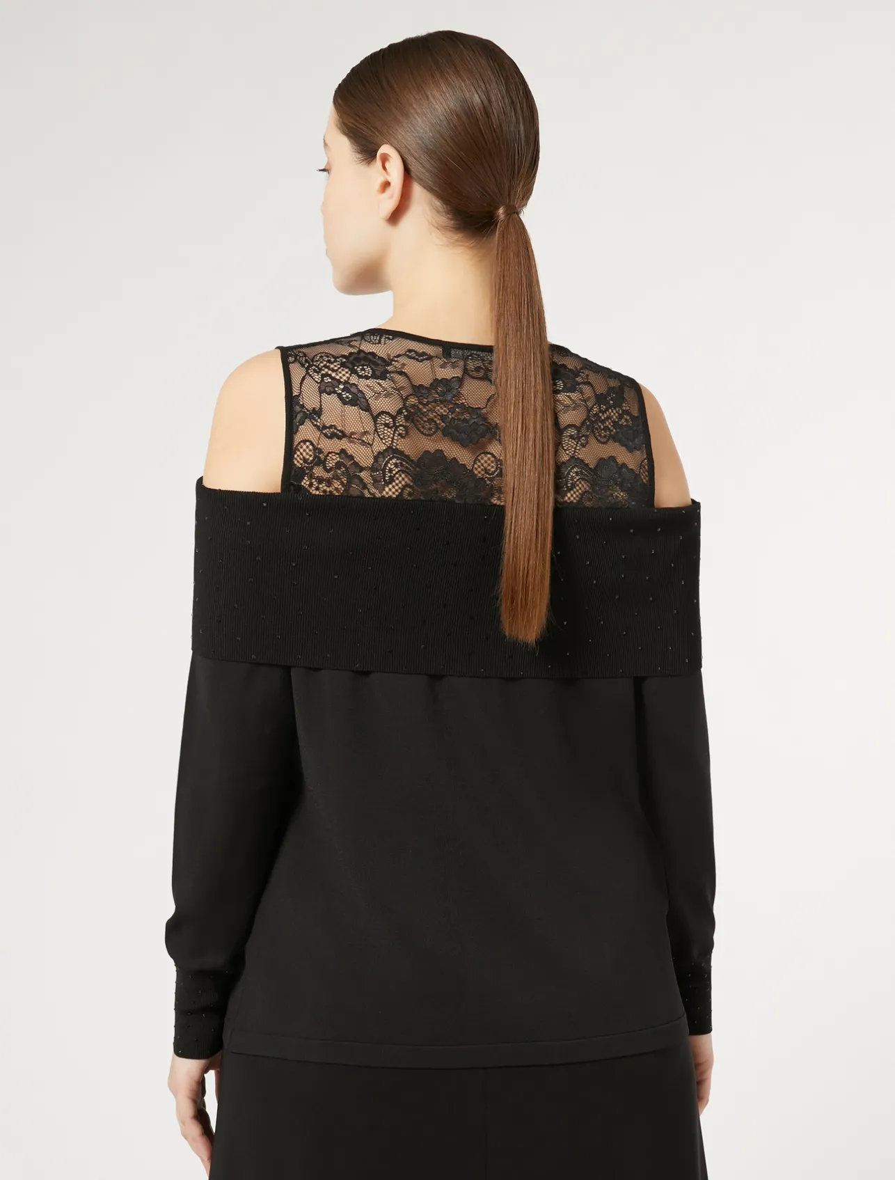 Fashion Marina Rinaldi Embroidered viscose sweater BLACK