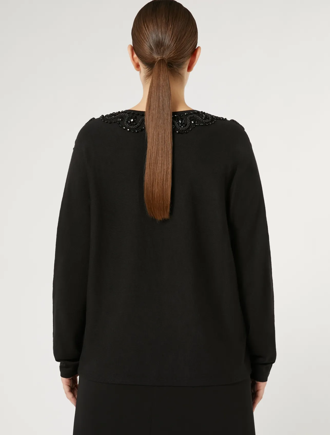 Discount Marina Rinaldi Embroidered viscose sweater BLACK