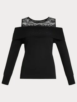 Fashion Marina Rinaldi Embroidered viscose sweater BLACK