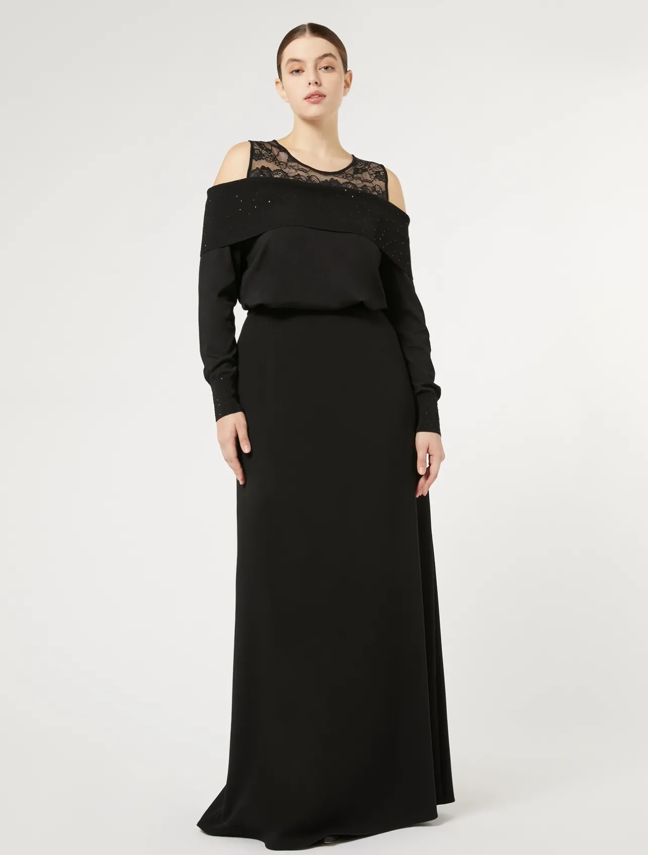 Fashion Marina Rinaldi Embroidered viscose sweater BLACK
