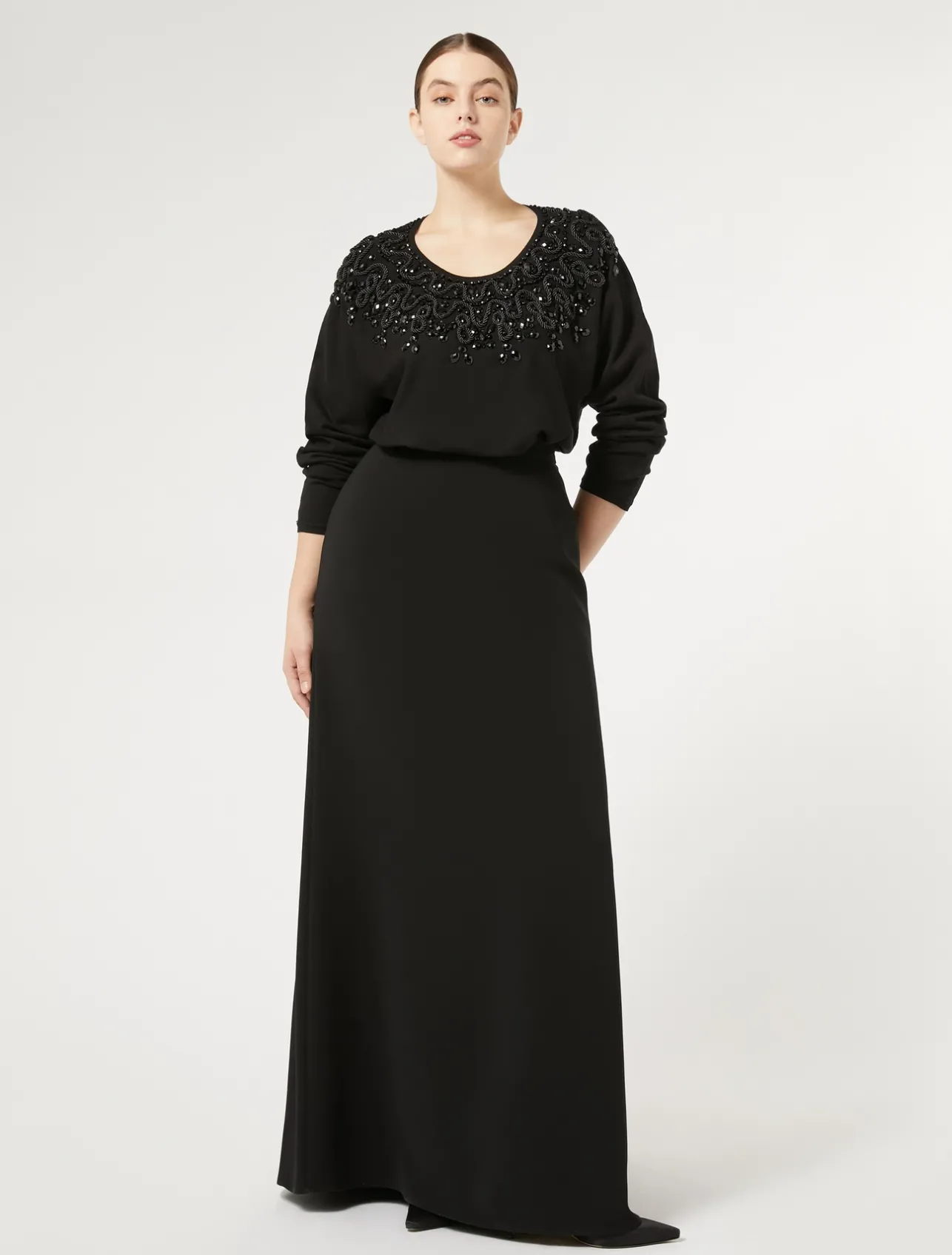 Discount Marina Rinaldi Embroidered viscose sweater BLACK