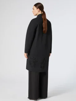 Online Marina Rinaldi Embroidered water-repellent twill raincoat BLACK