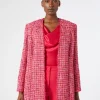 Fashion Marina Rinaldi Embroidered yarn-dyed jacket FUCHSIA