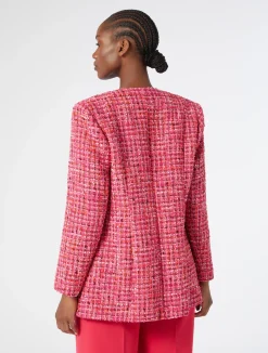 Fashion Marina Rinaldi Embroidered yarn-dyed jacket FUCHSIA