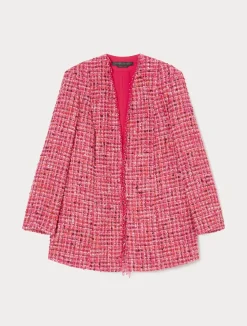 Fashion Marina Rinaldi Embroidered yarn-dyed jacket FUCHSIA