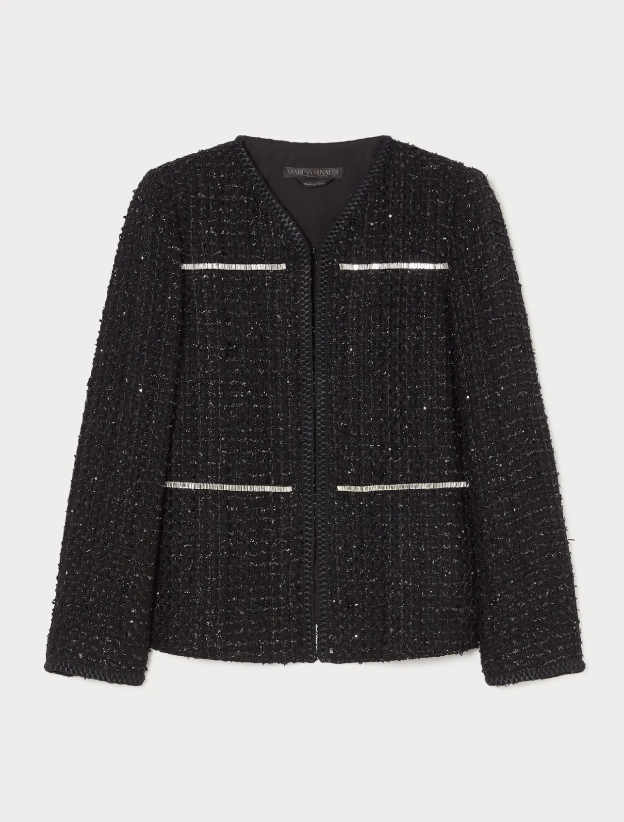 Best Marina Rinaldi Embroidered yarn-dyed jacket BLACK