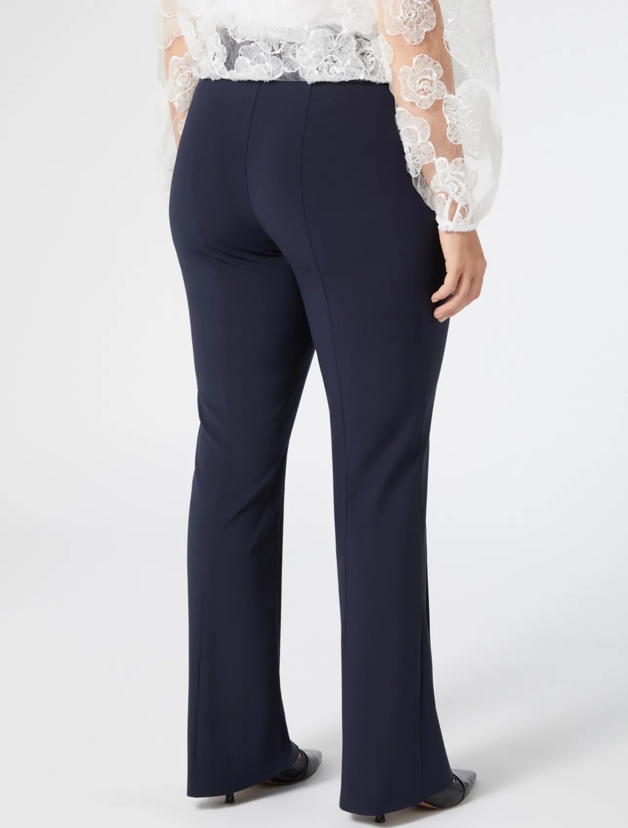Clearance Marina Rinaldi Flared wool canvas trousers MIDNIGHTBLUE
