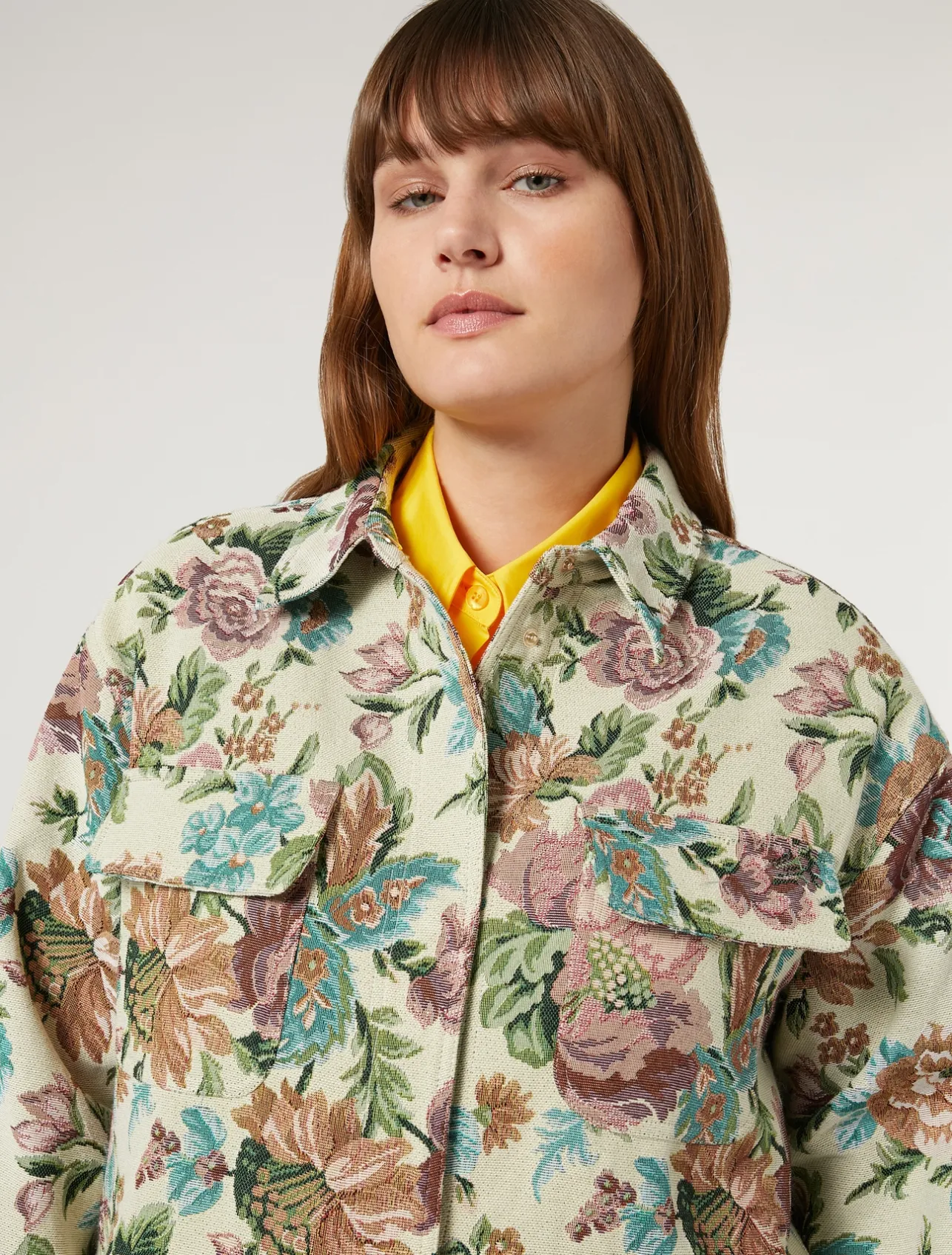 Clearance Marina Rinaldi Floral jacquard jacket PALEYELLOW