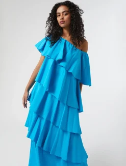 Hot Marina Rinaldi Flounce poplin dress TURQUOISE