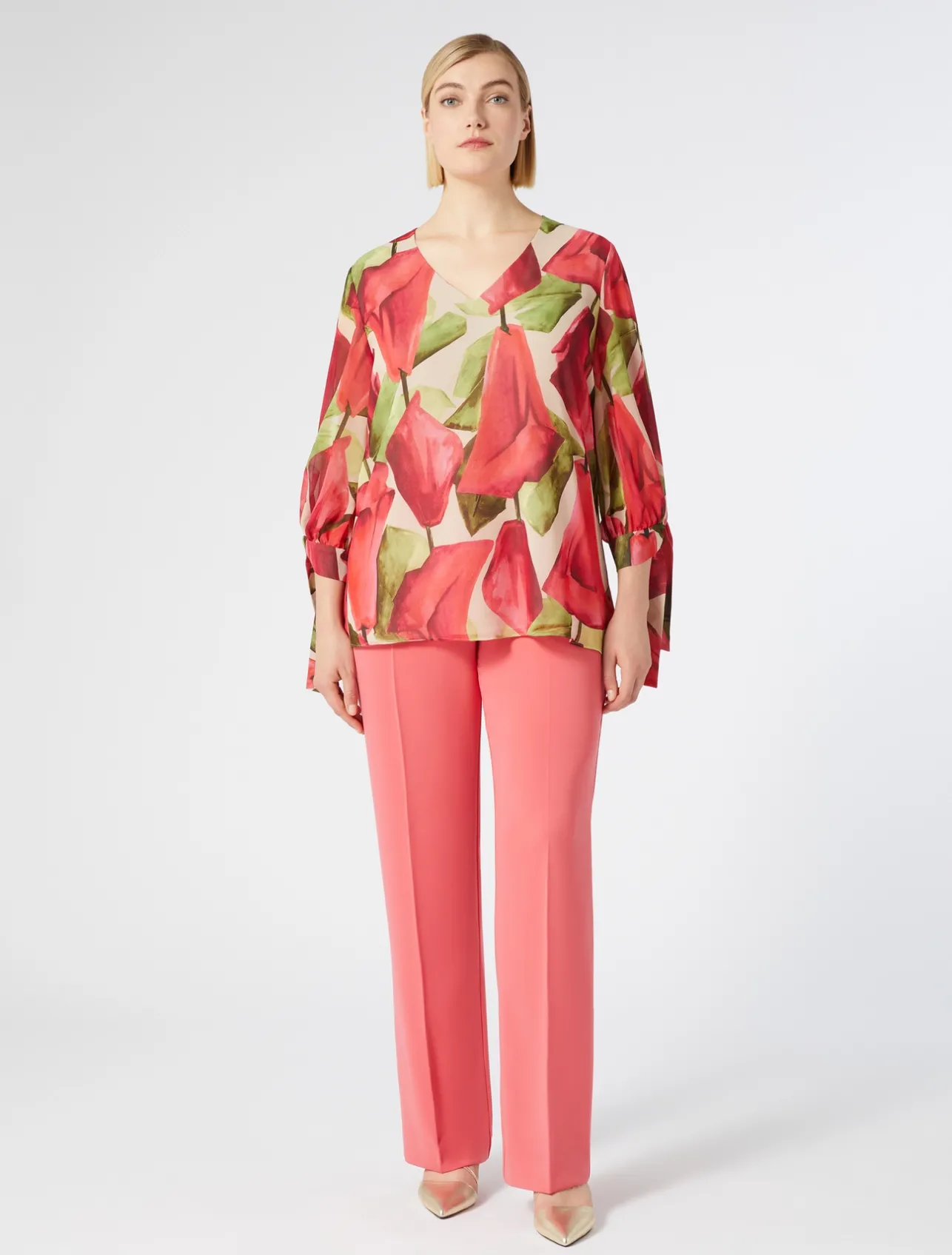 Sale Marina Rinaldi Fluid cady trousers CORAL