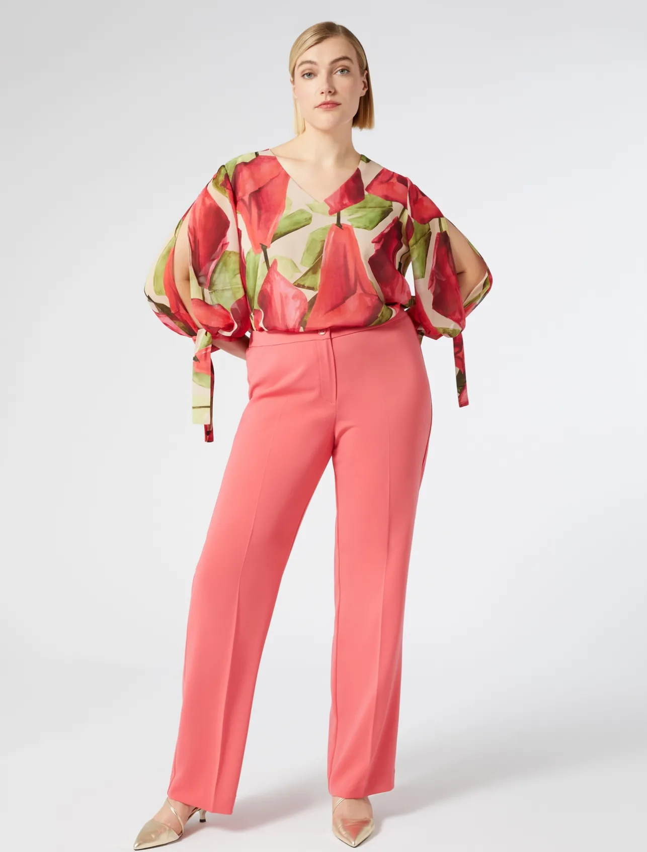 Sale Marina Rinaldi Fluid cady trousers CORAL