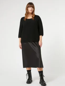 Sale Marina Rinaldi Fluid satin skirt BLACK