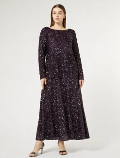 Hot Marina Rinaldi Fully sequinned long dress BORDEAUX