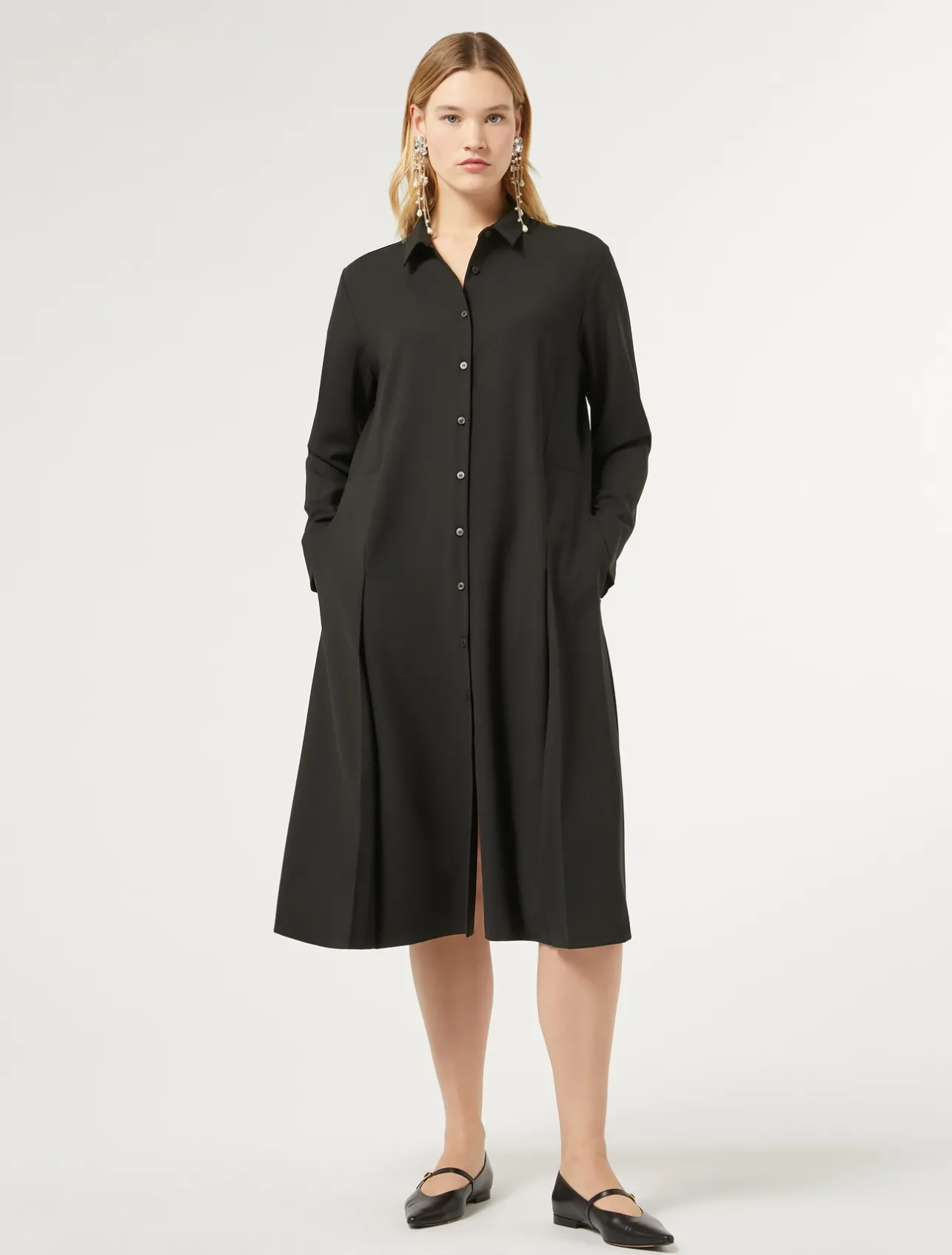 Outlet Marina Rinaldi Gabardine shirt dress BLACK