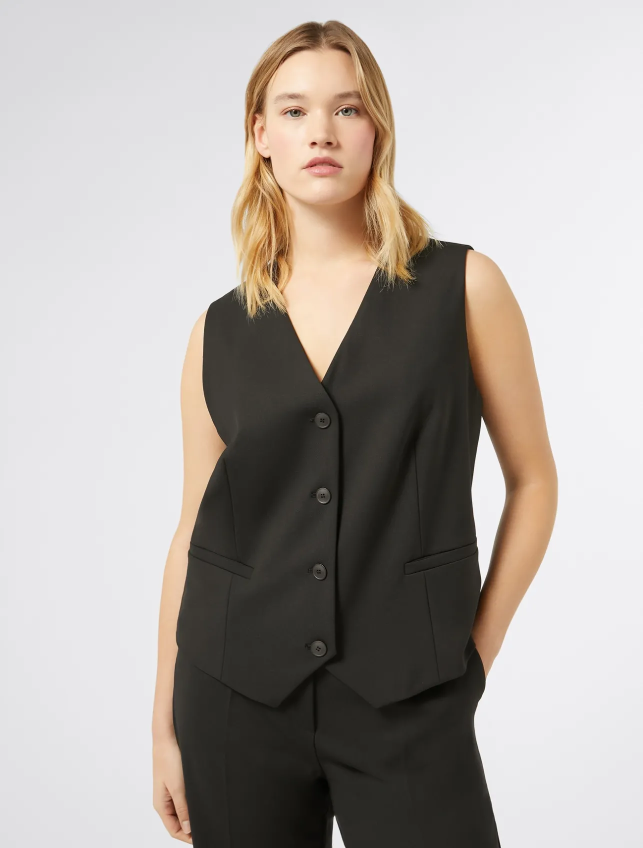 Outlet Marina Rinaldi Gabardine wool dress BLACK
