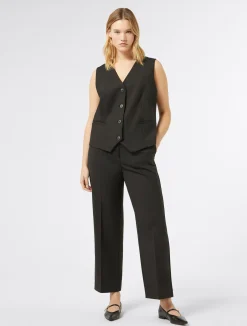 Online Marina Rinaldi Gabardine wool trousers BLACK