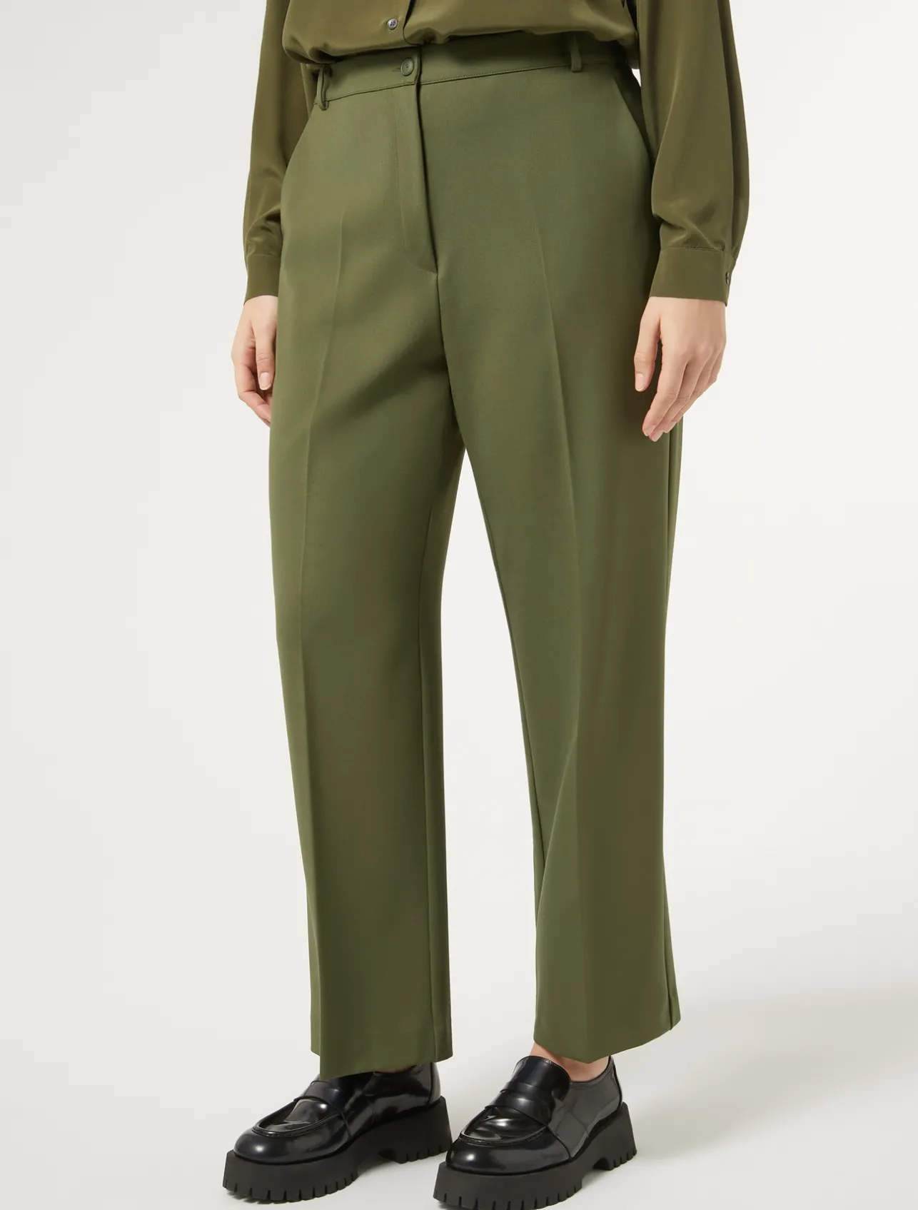 Best Marina Rinaldi Gabardine wool trousers GREEN
