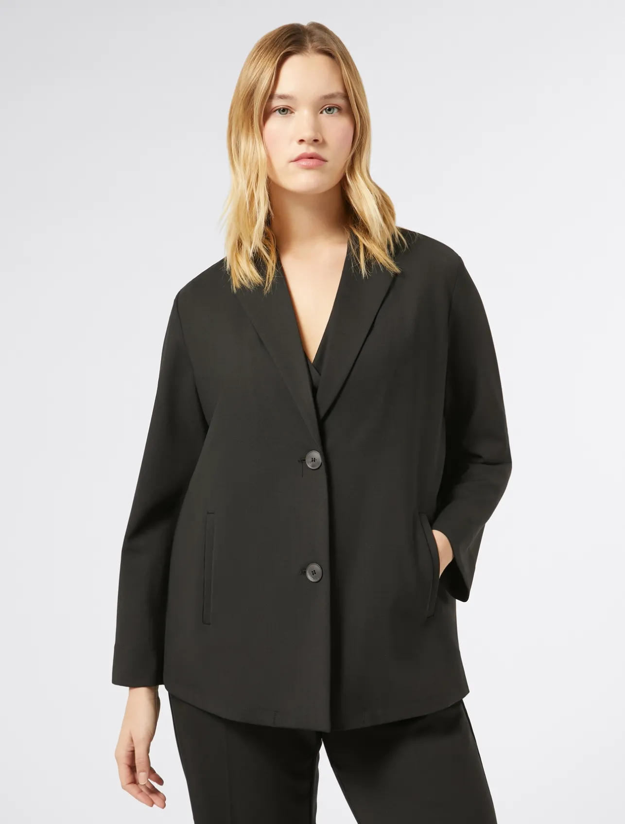 Hot Marina Rinaldi Gabardine wool tunic jacket BLACK