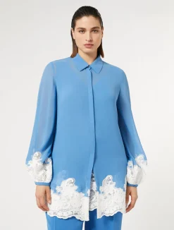 Outlet Marina Rinaldi Georgette and lace shirt with top AVIO