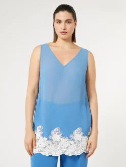 Outlet Marina Rinaldi Georgette and lace shirt with top AVIO