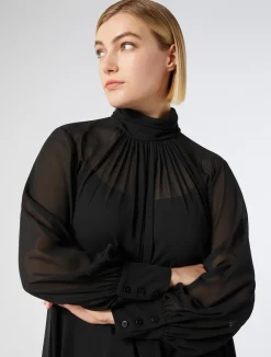 Fashion Marina Rinaldi Georgette dress BLACK