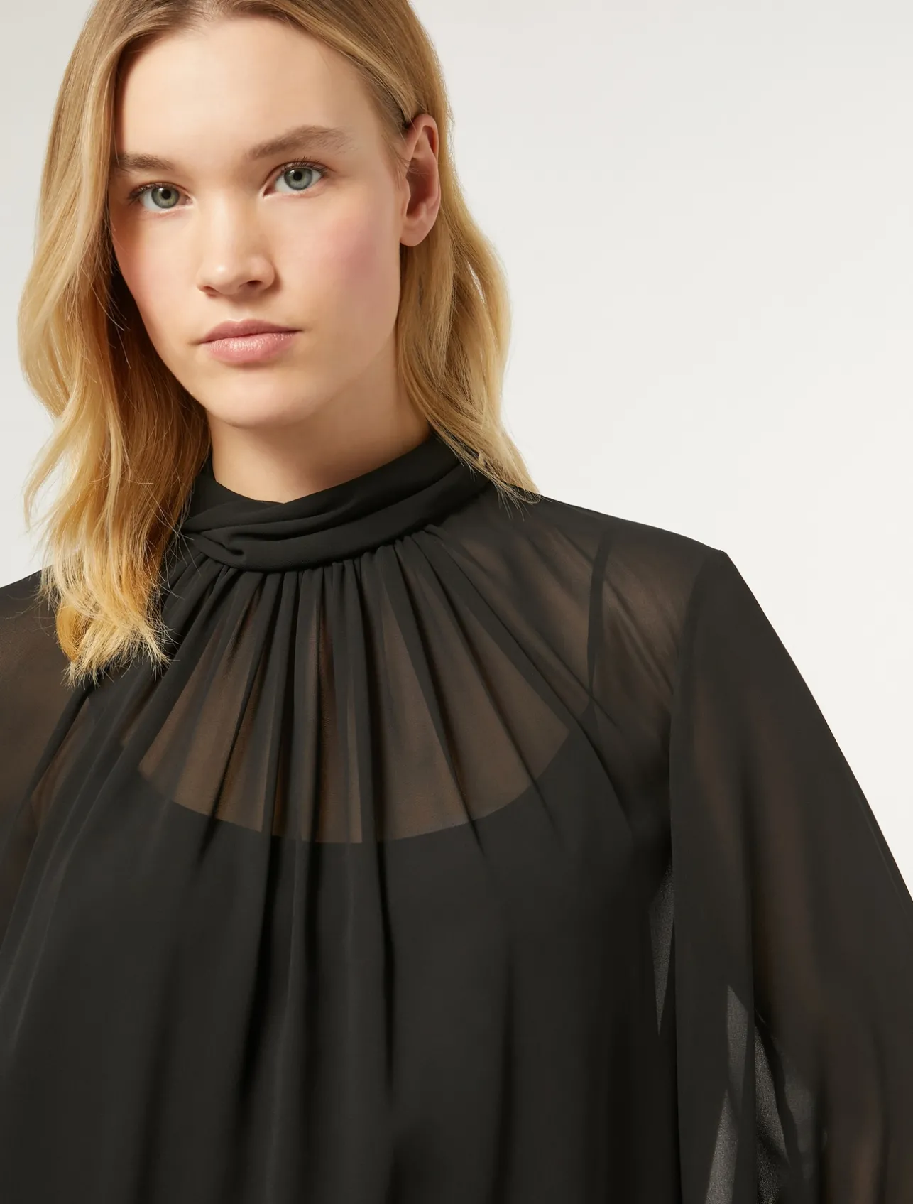 Fashion Marina Rinaldi Georgette tunic BLACK