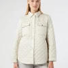 Best Marina Rinaldi Iridescent nylon canvas padded jacket IVORY