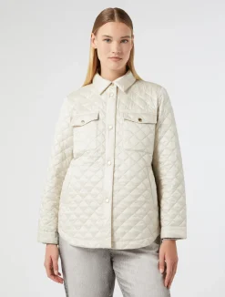 Best Marina Rinaldi Iridescent nylon canvas padded jacket IVORY