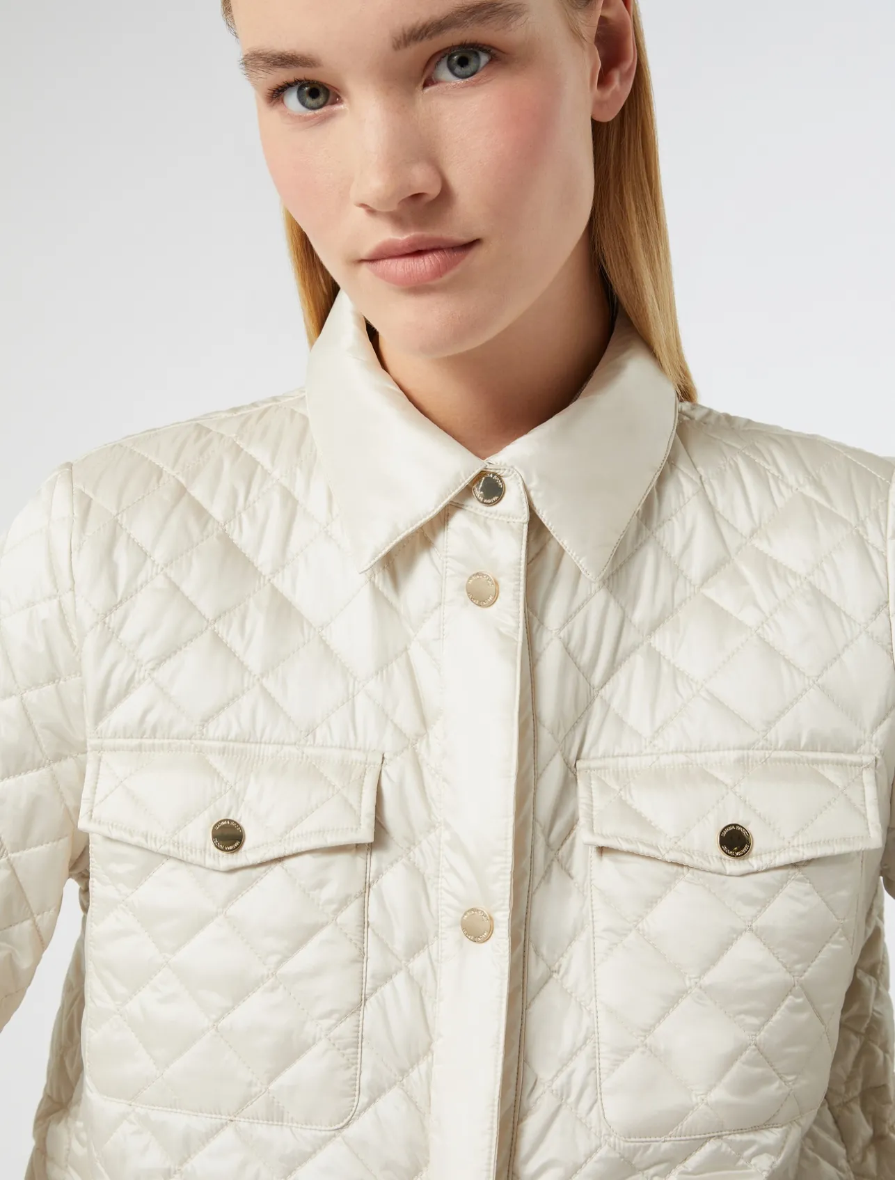 Best Marina Rinaldi Iridescent nylon canvas padded jacket IVORY