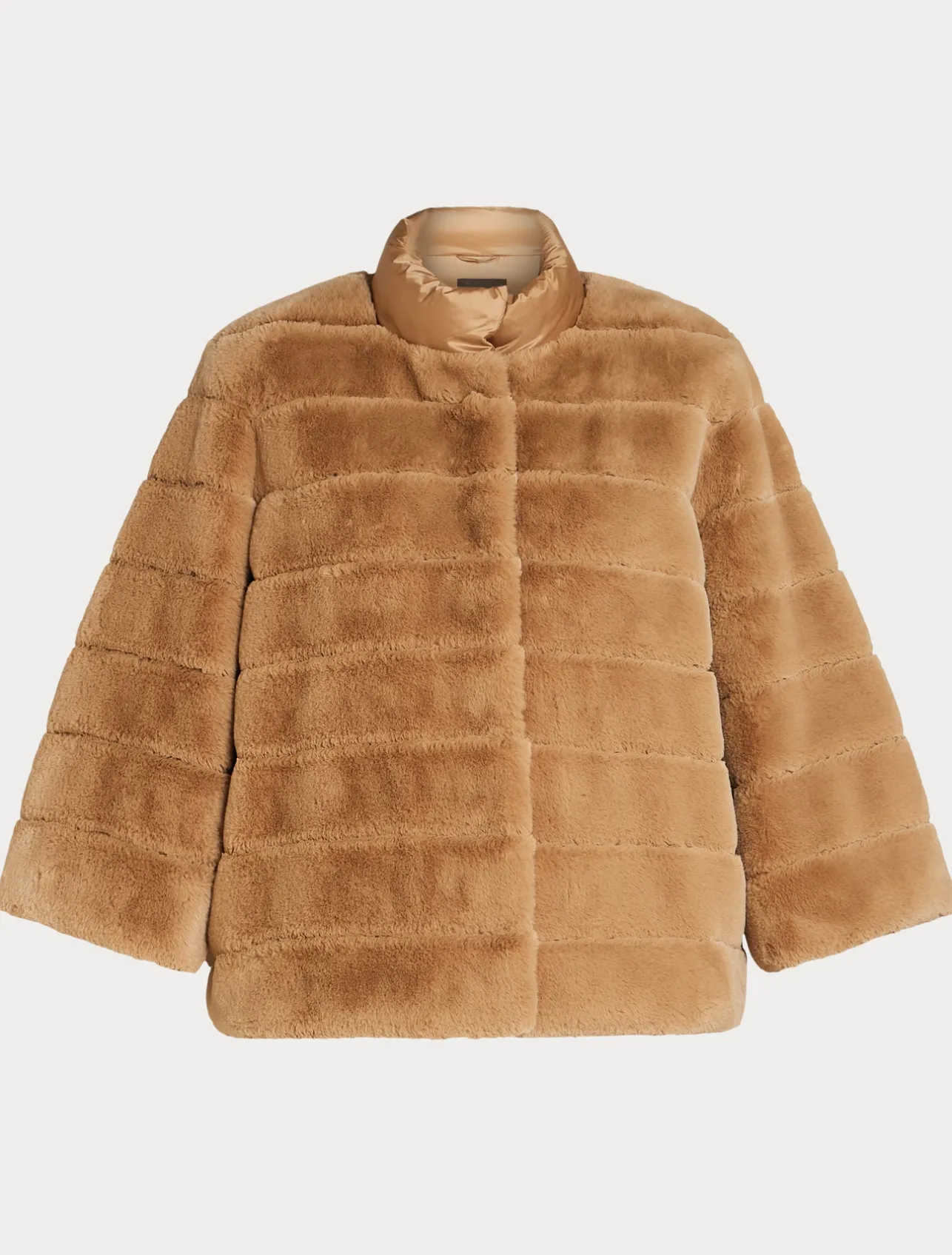 Online Marina Rinaldi Jacket in fur-effect fabric and nylon canvas CAMEL
