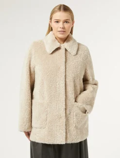 Discount Marina Rinaldi Jacket in sheepskin-effect fabric LIGHTGREY
