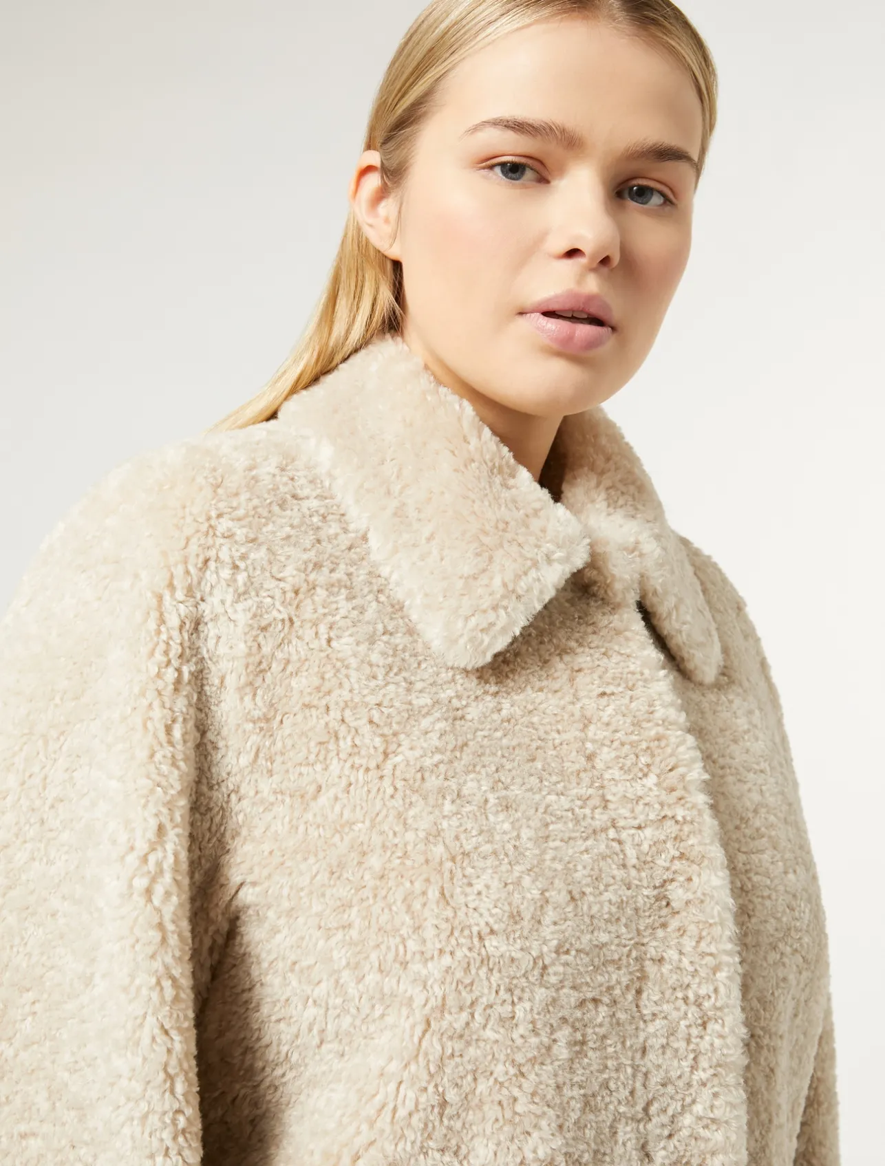 Discount Marina Rinaldi Jacket in sheepskin-effect fabric LIGHTGREY