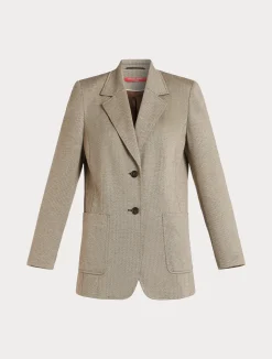 Outlet Marina Rinaldi Jacquard blazer jacket DARKBROWN