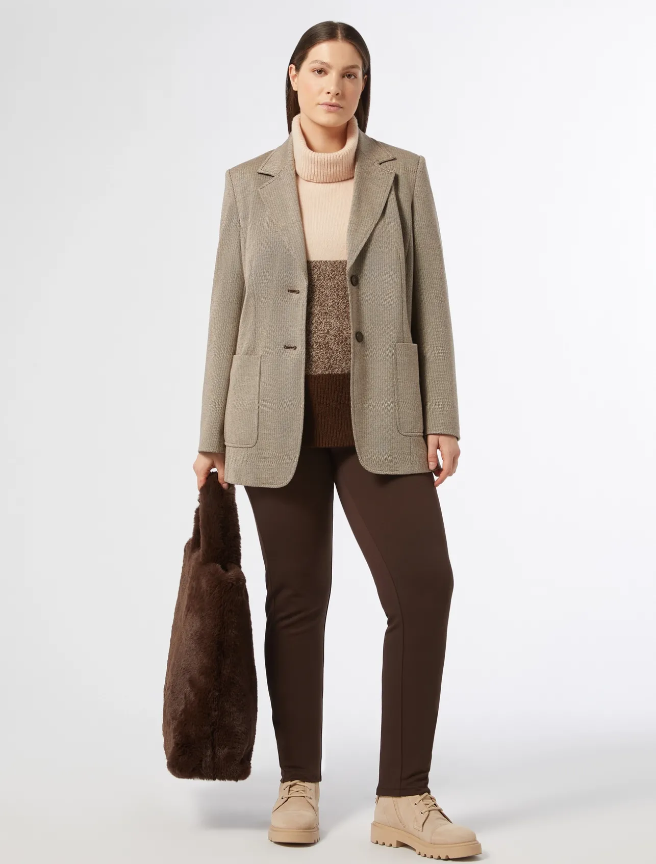 Outlet Marina Rinaldi Jacquard blazer jacket DARKBROWN