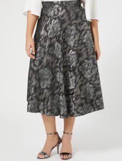 Best Marina Rinaldi Jacquard fabric skirt BLACK