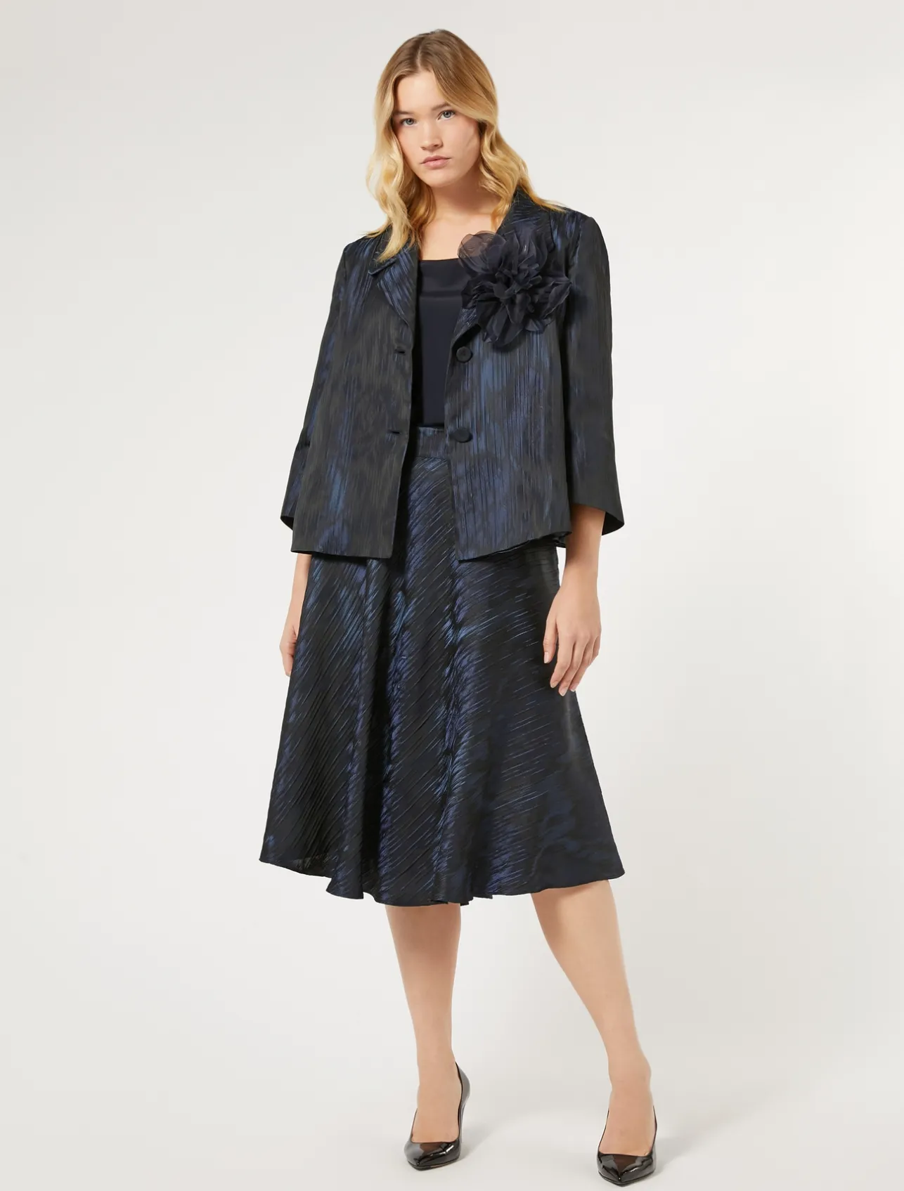 Sale Marina Rinaldi Jacquard jacket ULTRAMARINE