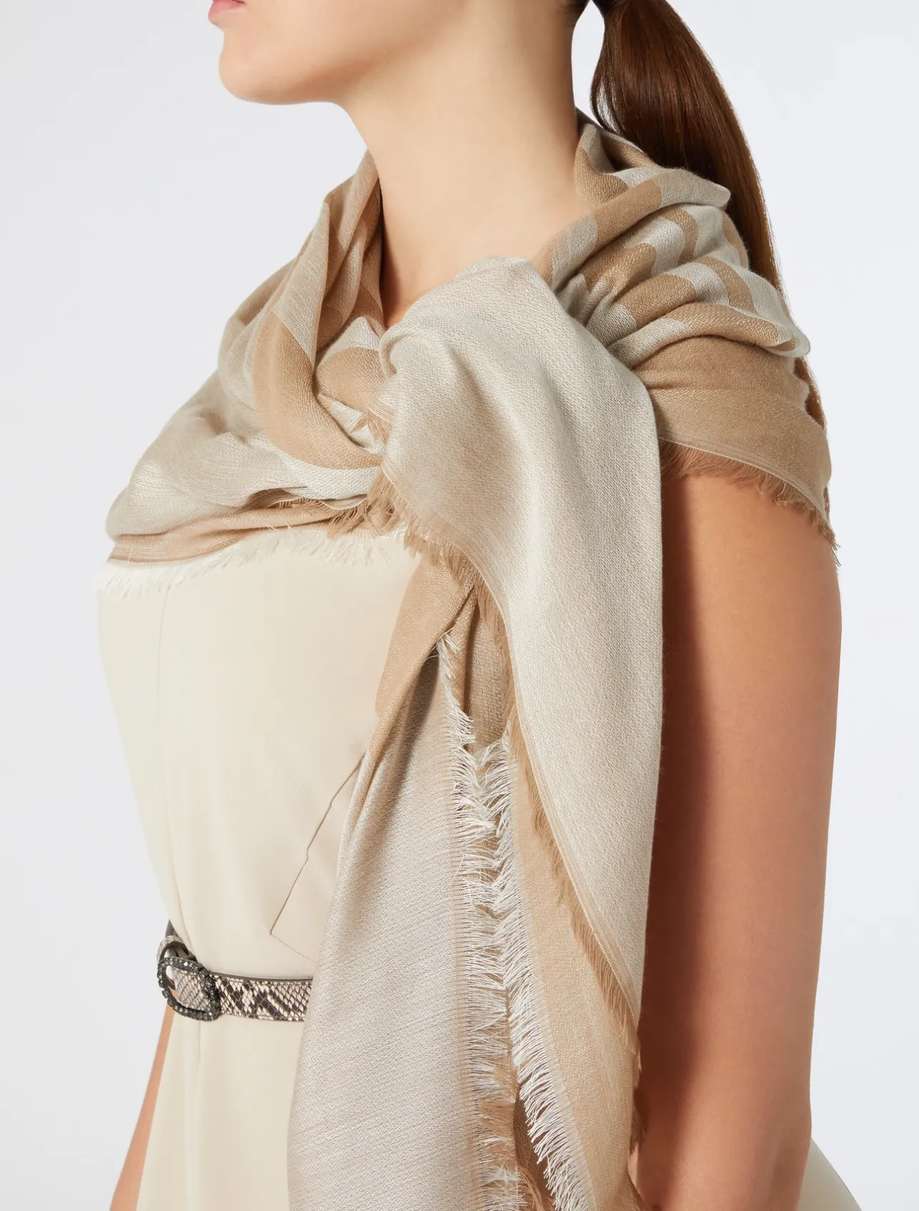 Fashion Marina Rinaldi Jacquard stole in a cashmere blend BEIGE