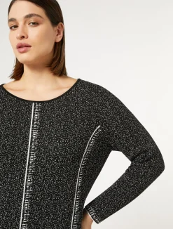 Sale Marina Rinaldi Jacquard viscose dress BLACKWHITE
