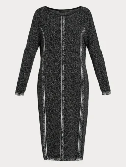 Sale Marina Rinaldi Jacquard viscose dress BLACKWHITE