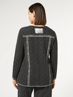Best Marina Rinaldi Jacquard viscose sweater BLACKWHITE