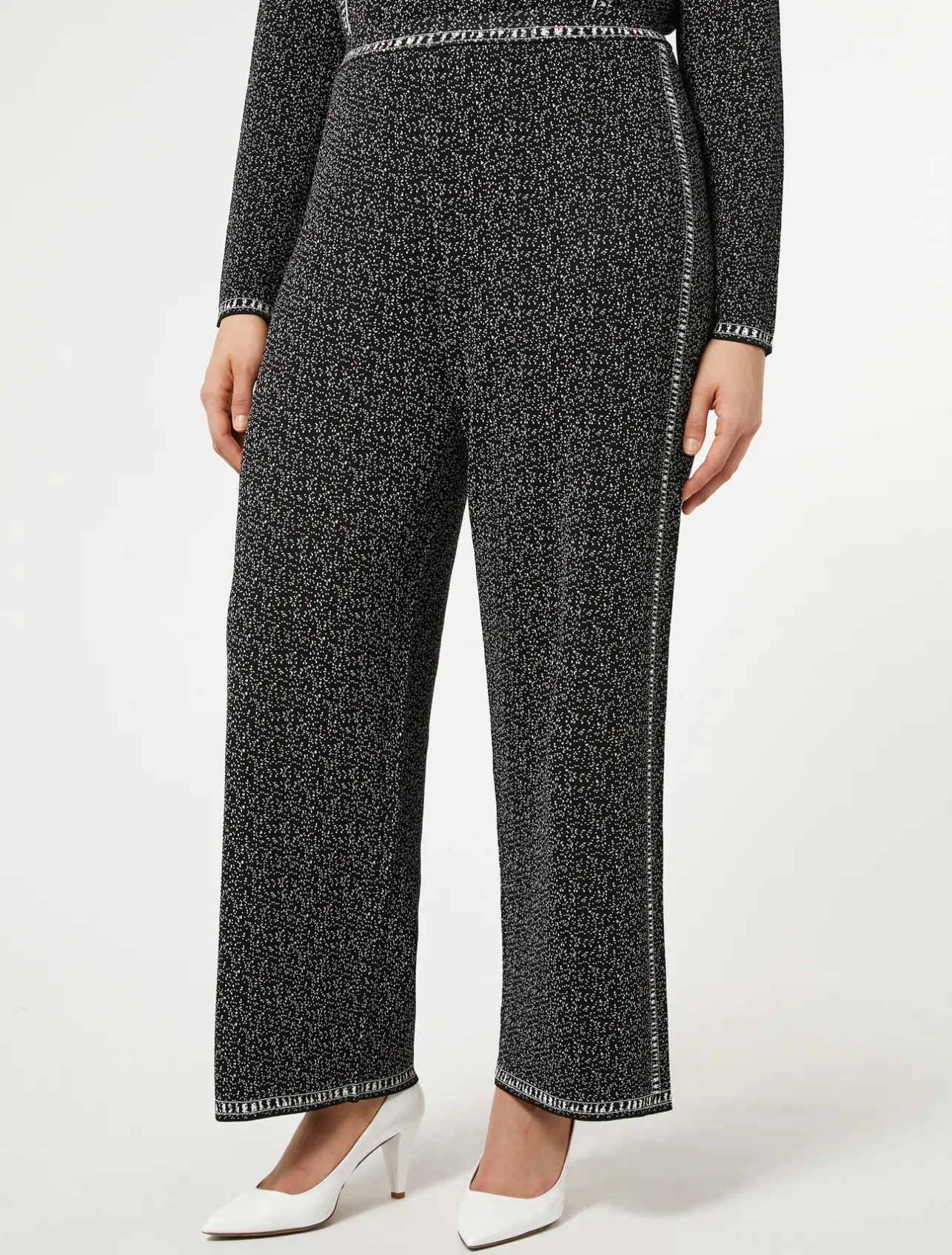 Discount Marina Rinaldi Jacquard viscose trousers BLACKWHITE