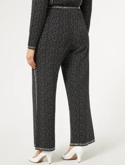 Discount Marina Rinaldi Jacquard viscose trousers BLACKWHITE