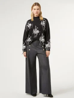 Discount Marina Rinaldi Jacquard wool blend jumper MIDNIGHTBLUE