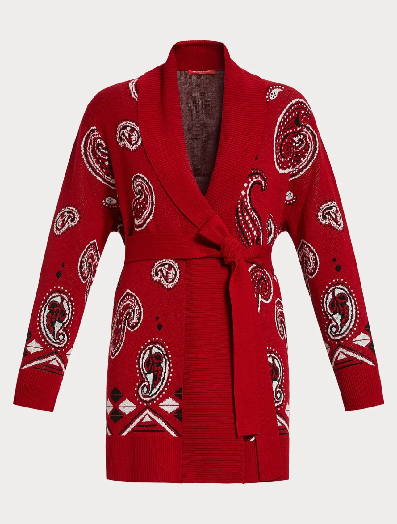 New Marina Rinaldi Jacquard wool-blend cardigan RED