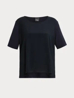 New Marina Rinaldi Jersey, acetate and silk T-shirt ULTRAMARINE
