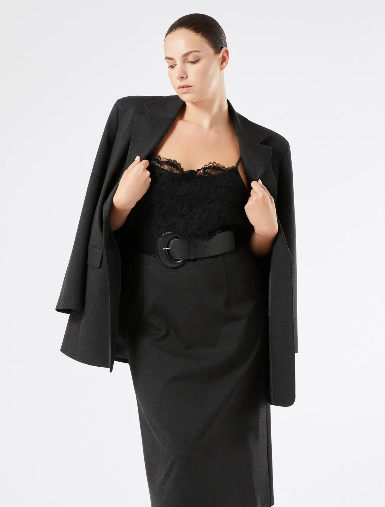 Discount Marina Rinaldi Jersey and lace slip DARKGREY