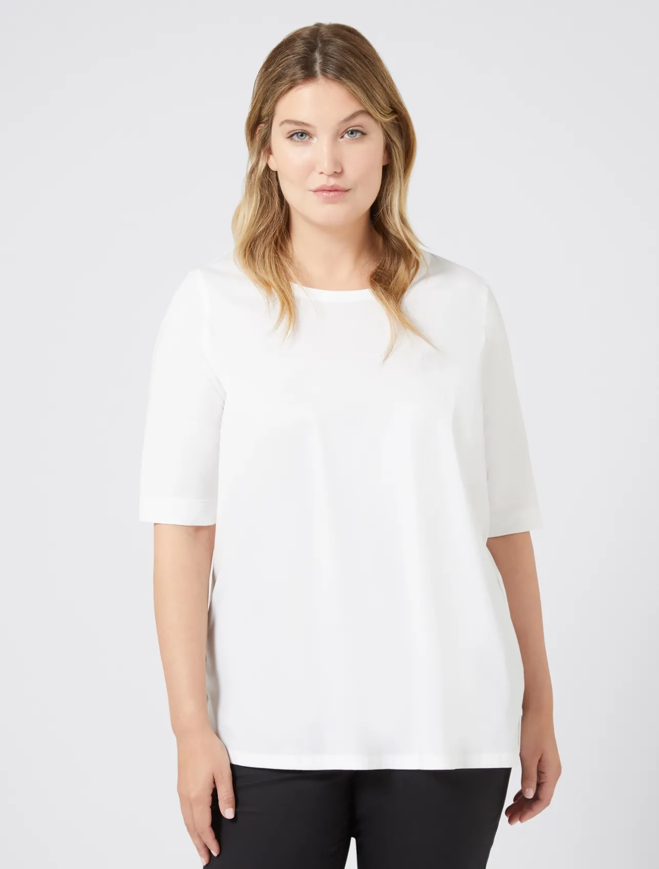 Best Marina Rinaldi Jersey and poplin T-shirt OPTICALWHITE