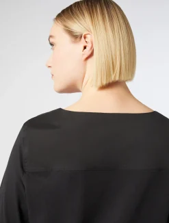 Fashion Marina Rinaldi Jersey and poplin T-shirt BLACK