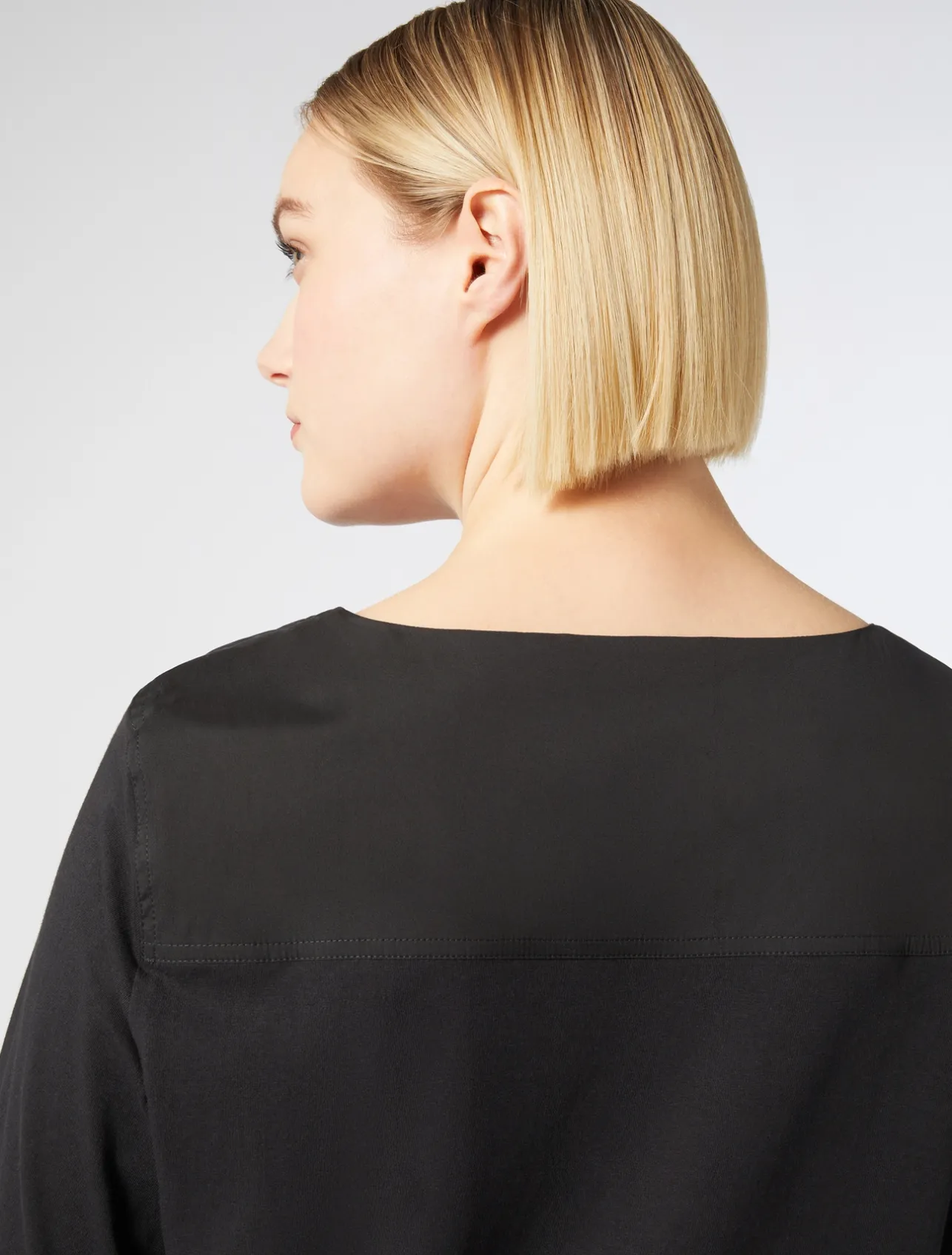 Fashion Marina Rinaldi Jersey and poplin T-shirt BLACK