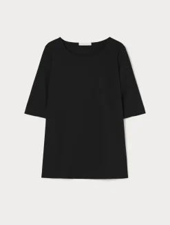 Fashion Marina Rinaldi Jersey and poplin T-shirt BLACK